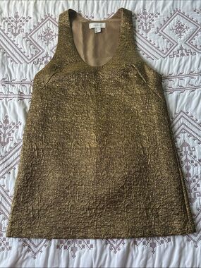 H&M Edition Gold Sleeveless Jacquard Shift Dress